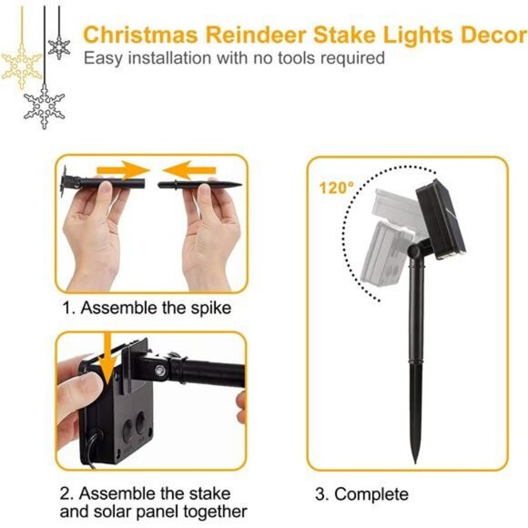 4-Piece Reindeer Set Christmas Pathway Lights, Solar Powered LED - Picture 5 of 6